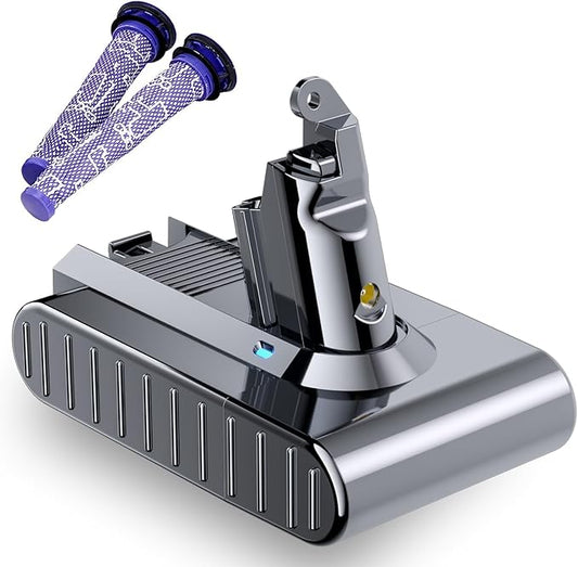 Bonacell 6.0Ah 21.6V Replacement for Dyson V6 Battery Compatible with 967810-23 VTC4 SV03 SV04 SV05 SV06 SV07 SV09 DC58 DC59 DC61 DC62 DC72 Animal V6 Absolute V6 Motorhead Handheld Vacuum + 2 Filters