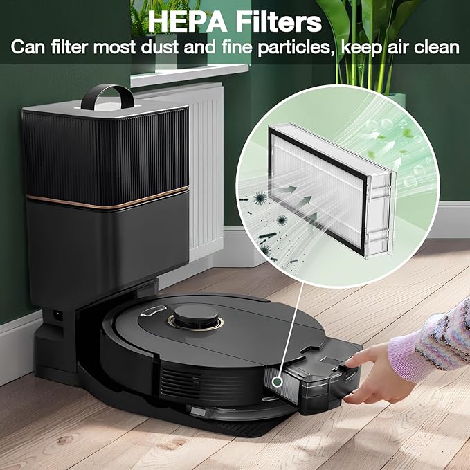 Q5 Max+ Accessories for Roborock Q5 Max+, Q5 DuoRoller+, Q5 Pro+, Q8 Max+ Robot Vacuum Cleaners, Replacement Parts Include 2 Roller Brush, 4 Side Brushes, 4 Filter, 4 Dust Bag, NOT For Q5 Model