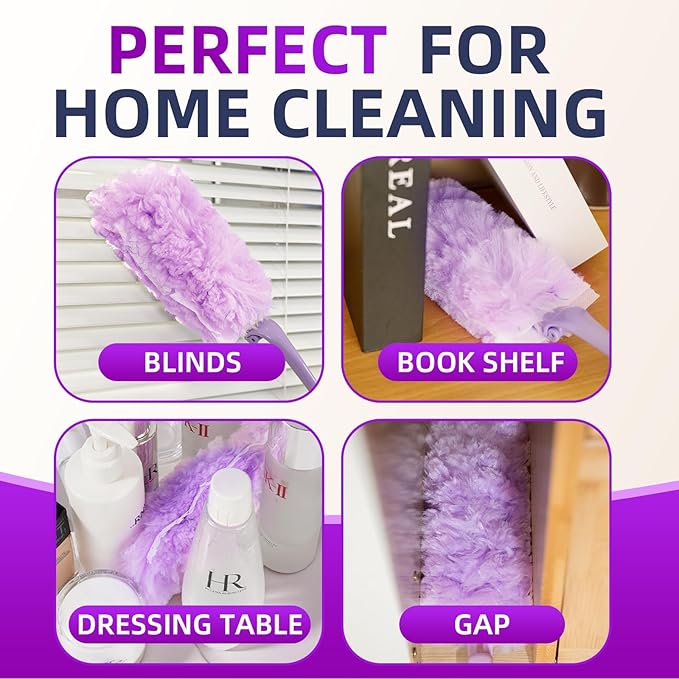 CHUSHE Duster Refills 20-Pack with 2 Handles ， Fits All Swiffer Handles ，4X Efficient for 360° Cleaning on Blinds, Ceiling Fans & Furniture