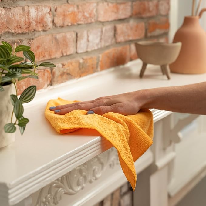 S&T INC. 50 Pack Microfiber Cleaning Cloth, Bulk Towels for Home, Reusable Microfiber Towels for Cars, Cleaning Rags, Assorted, 11.5 Inches x 11.5 Inches, 50 Count