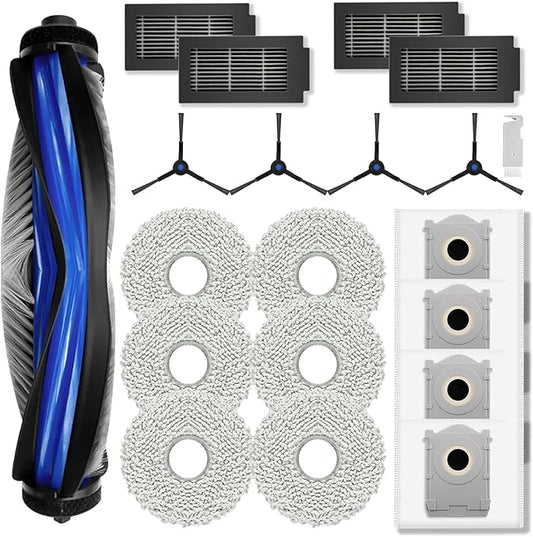 Cleptorize Replacement Parts for ECOVACS DEEBOT T50 Pro Omni/ T50 Omni/ T50 Pro, Accessories including 1 Main Brush, 6 Mop Pads, 4 Dust Bags, 4 HEPA Filters, 4 Side Brushes, 1 Cleaning Tool