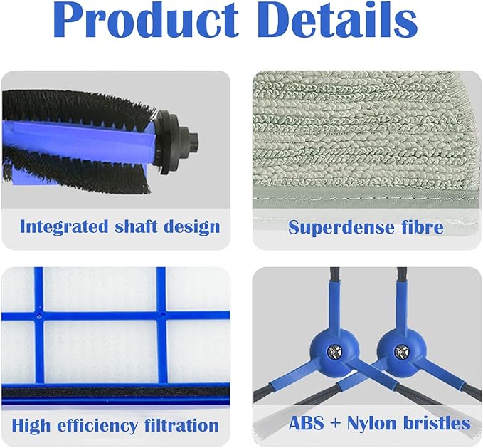 Replacement Parts Kit Fit for Eufy RoboVac L70 Hybrid Robot Vacuum Cleaner Accessories, 1 Rolling Brush 2 HEPA Filters 2 Side Brushes