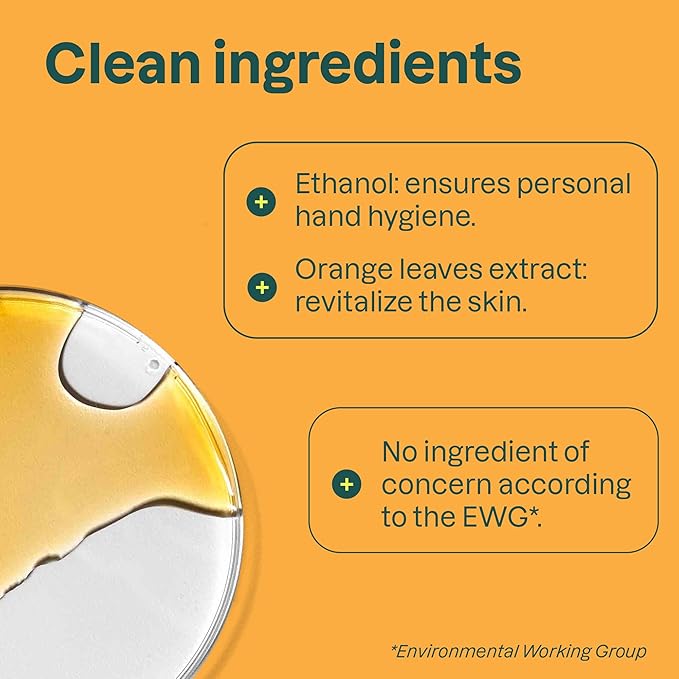 ATTITUDE Hand Sanitizer Spray for Adults and Kids, EWG Verified, Kills Bacteria and Germs, Vegan, Orange Blossom & Eucalyptus, 3.38 Fl Oz (Spray Bottle)