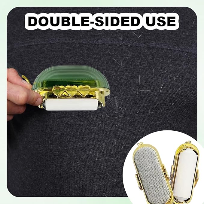 Travel Portable Lint Roller Set,Pet Lint Roller Extra Sticky Comes with 4 Rolls of Replacement Rollers,Double-Sided Lint Remover for Garment Bag Dust Lint (Green)