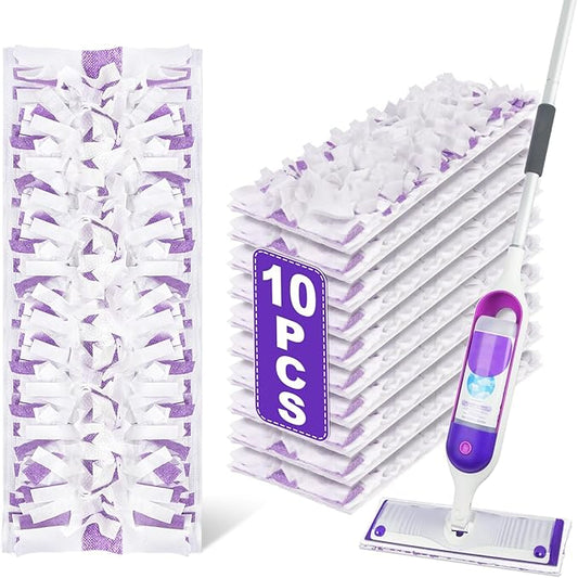 IOPRETTY Mop Pads for Swiffer Powermop - 10 Pack Wet Dry Disposable Refills for Hardwood Floor Cleaning - Mopping Replacement for Tile Wood Multi-Surface Floors - Sweeping Cloths for Home Kichen