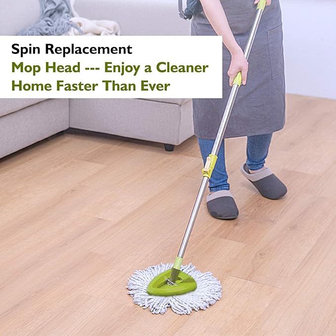 Qulable 4 Pack EasyWring Spin Mop Refill Replacement Heads - Microfiber, Compatible with Triangle Spin Mop, Multi-Surface Cleaning