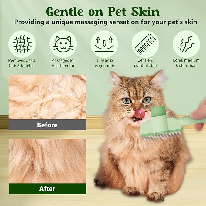 Jadesiegel 2-in-1 Flea Comb & Electrostatic Glove Set for Cats & Dogs | Removes Fleas, Tangles, Loose Hair & Dander | Bonus Pet Hair Remover for Furniture, Carpet & Bedding