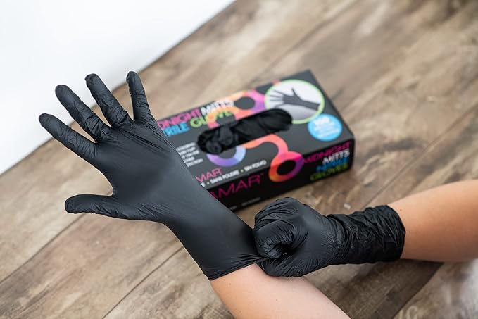 FRAMAR Black Gloves Disposable Latex Free – Extra Small Nitrile Gloves Black, For Hair Dye, Tattoo Supplies, Cleaning, Mechanic – Extra Durable & Resistant – 12 Inches Long – 100 Pack