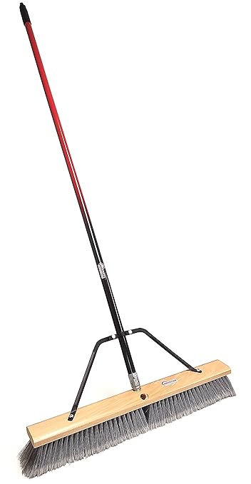 American Select Tubing Pbsa24001 24" Smooth-Surface Push Broom with Red/Black Handle