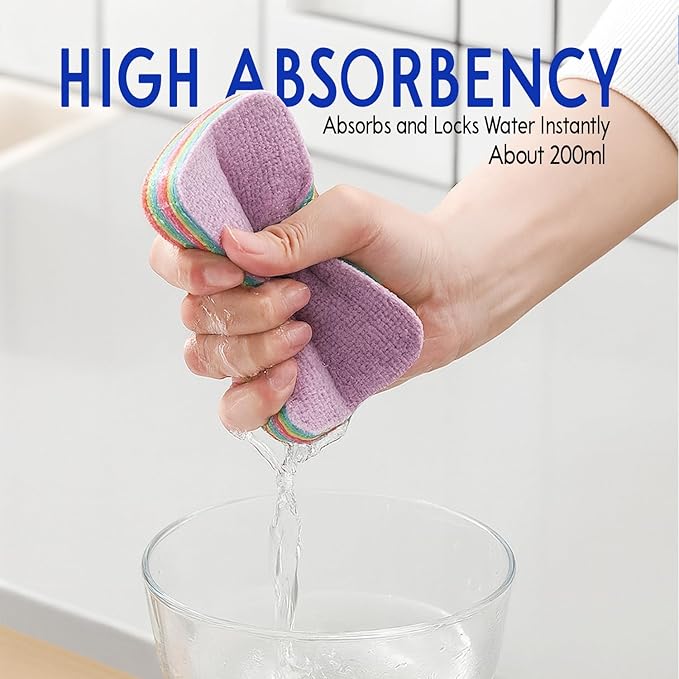 4 Pack 12-Layer Peelable Microfiber Sponges – Ultra Absorbent, Reusable Cleaning Pads for Kitchen & Household Use