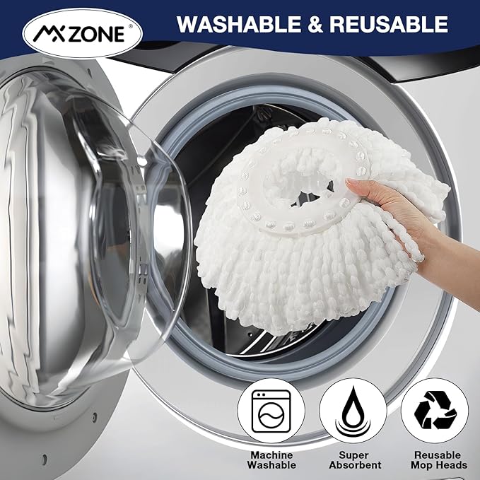 Spin Mop Replacement Head 5 Pack Magic Mop Refill for Hurricane 360° Systems, Microfiber Spin Mop Head, Round Shape Standard Universal Size