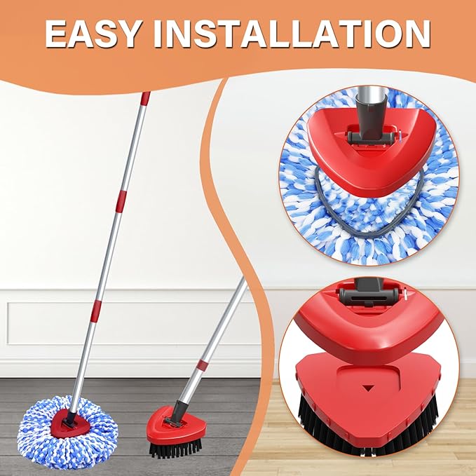 Fatmass 5 Pack Spin Mop Head Replacement for O Cedar RinseClean 2-Tank System,Include 4 Mop Replace Heads + 1 Upgrade Scrubber Brush, 100% Microfiber Mop Refills Deep Cleaning Machine Washable