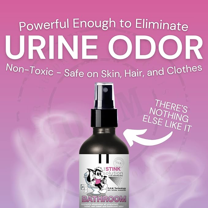 The Stink Solution Bathroom Odor Eliminator Spray Completely & Safely Removes Human Waste, Vomit, & Other Odor Fast | Urine Remover, Toilet Spray, Bathroom Deodorizer - 1 16 oz, 1 4 oz (Shower Fresh)