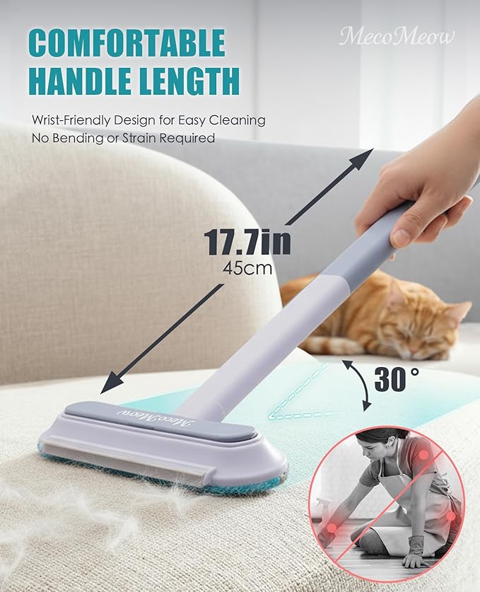 MecoMeow Pet Hair Removal Brush for Couch, Durable, Reusable, Washable Lint Cleaner for Dog and Cat Hair, Gentle on Furniture, Effective on Carpets, Clothing, Bedding-with Bag