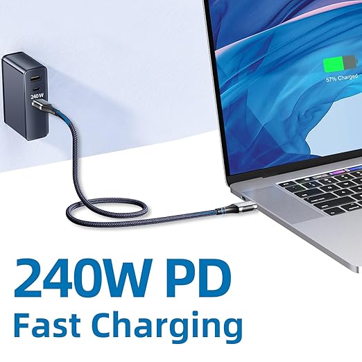 Talmosal 240W for Thunderbolt 4 Cable 2.3 ft, Support 8K@60Hz, 4K@144Hz 40Gbps/240W PD Charging for iPhone 17, USB4, Mac mini M4 / M4 Pro, MacBook Pro, Docking, eGPU, SSD, Surface Pro