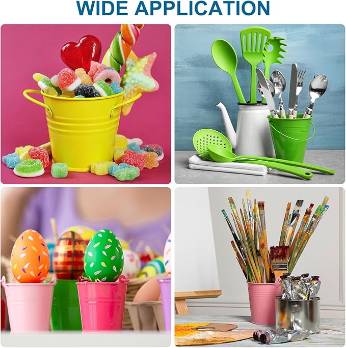 PATIKIL 5.1"x4.7" Small Metal Buckets with Handle, 12 Pcs Mini Galvanized Bucket Colorful Easter Buckets for Crafts Party Favors Decoration, Red