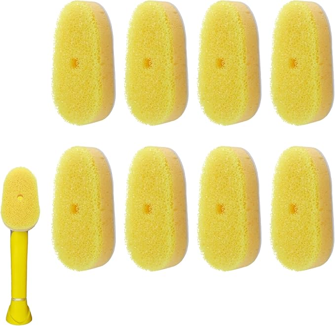 Refill Heads Compatible with Dish Daddy,Non-Scratch Wand Refill Sponge Heads Compatible with Scrub Daddy,Upgrade Version Much Thicker and Durable,8 Packs