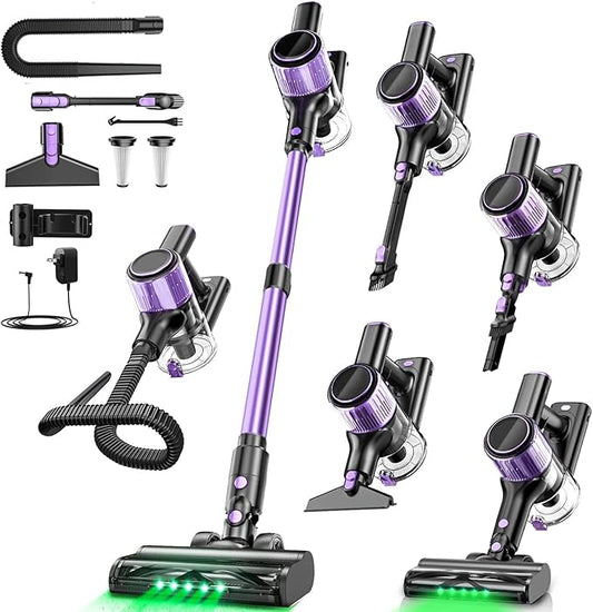 OIRFND Cordless Vacuum Cleaner, 45KPA /10-in-1 Stick Vacuum with 29-inch Hose, 45Mins Runtime Vacuum Cleaners for Home, Anti-Tangle Brush, Lightweight Rechargeable Vacuum for Hardwood Floor Carpets