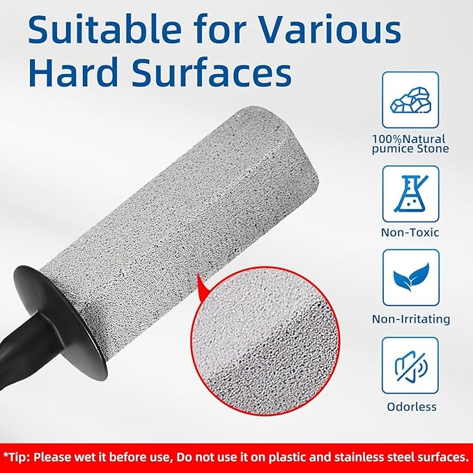 LZLOOK Toilet Pumice Stone for Cleaning, Toilet Bowl Pumice Stone, Extra Long Handle Toilet Bowl Cleaners for Removing Hard Stain Lime. Ideal for Toilet Bathroom Sink Grill Pool(2 Pack Black)