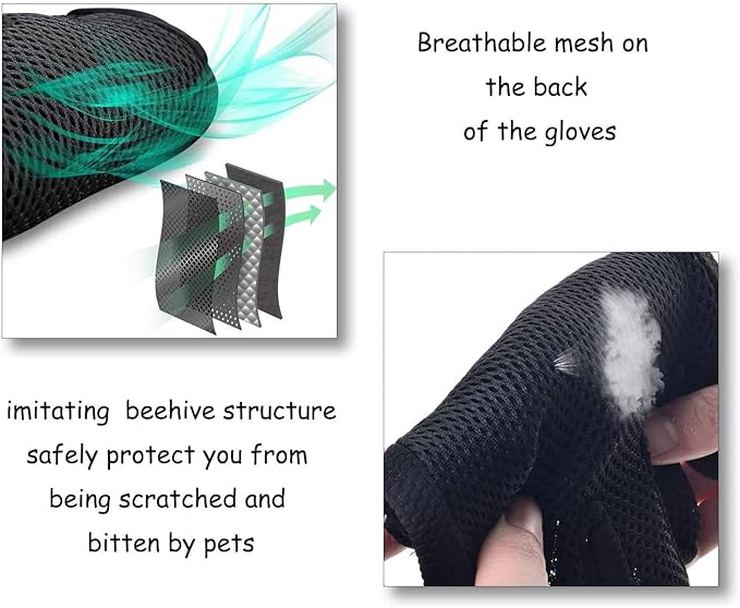 STARROAD-TIM Pet Grooming Glove Hair Remover Brush Gentle Deshedding Efficient Pet Mitt Pet Massage Gloves Left & Right Hand Draw Dogs Cats Horses Long Short Fur (1Pair Left & Right Hand)