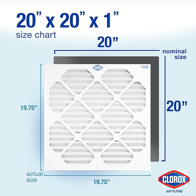 Clorox 20x20x1 Air Filter, MERV 13 Pleated HVAC AC Furnace Air Filters, MPR 1500 & FPR 10 – Pack of 4