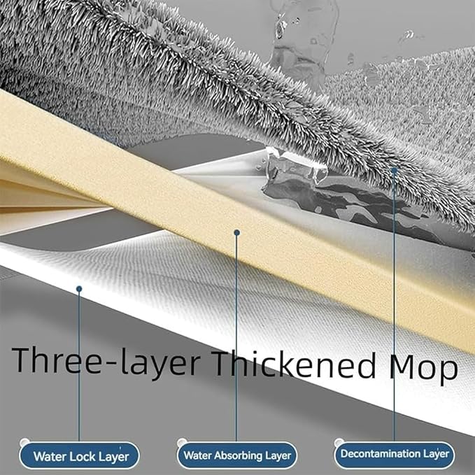 Large Flat Mop, Saker Plus Self Wringing Mop 360° Rotating Flat Mops with Washable Microfiber Pads, Independent Drainage Scraper Floor Cleaning System (White, 4 Microfiber Pads)