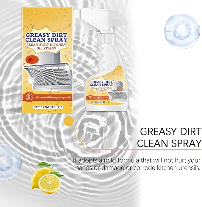 2025 New Greasy Dirt Clean Spray, Multifunctional Powerful Kitchen Foam Cleaner, Fast Foaming and Stain Removing, Heavy Oil Stain Cleaner Kitchen for Oven, Stove, Range Hood (2pcs)