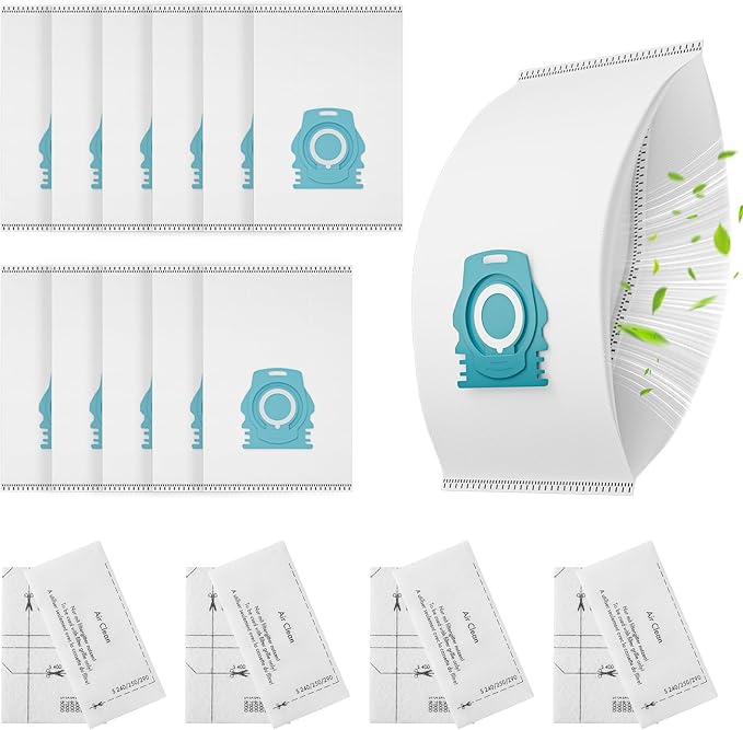 Leemone 12 Pack HyClean Air TU/CO Vacuum Cleaner Bags Replacement for Miele Guard L1 S1 M1 Series Vacuum Cleaners, 12 Vacuum Bags, 4 AirClean Exhaust Filters, 4 Motor Protection Filters