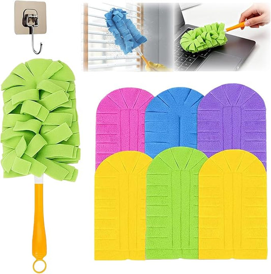 360° Electrostatic Duster Refills — The Sustainable Choice for a Dust-Free Home, Washable & Reusable, High-Density Microfiber, Fits Most Standard Duster Handles (6PCS)