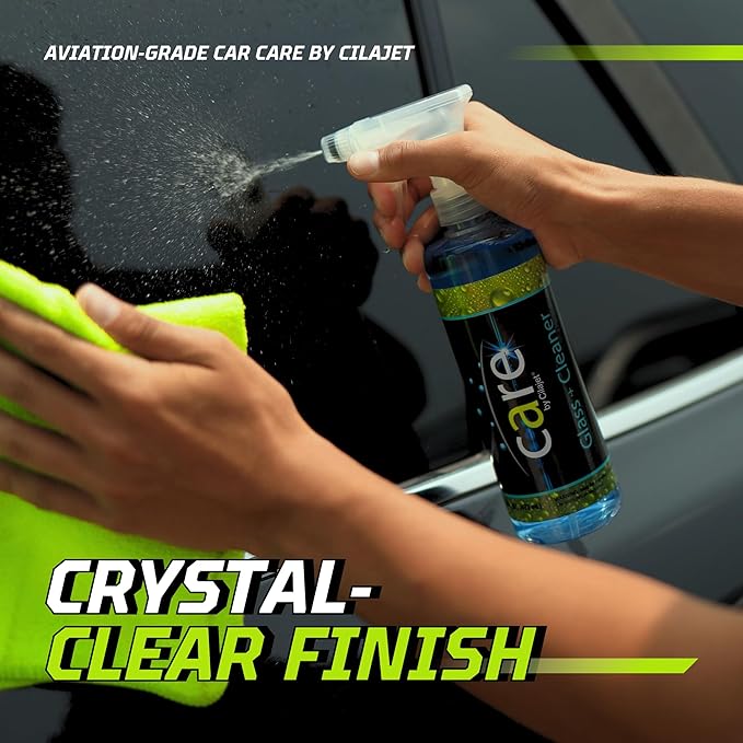 Cilajet Care Glass Cleaner (16 oz) - Auto Window Cleaner for Car and Truck Windows, Windshields, Mirrors Professional Strength, Streak-Free Window Cleaning Kit, Safe for Tinted Windows, Made in USA 