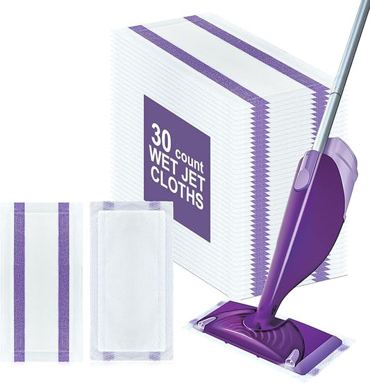 30 Count Disposable Wet Pads Refill for Swiffer Wet Jet Spray Mop,Wet Jet Pads for All Floor Types,Disposable Multi Surface Wet Jet Hardwood Floor Cleaner for swiffer Wet Pads Refill