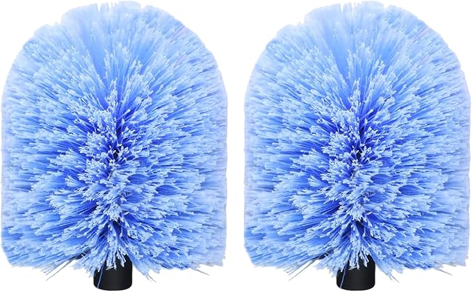 2 Pack Big Cobweb Duster Head Twist-On Spider Web Fuster for Outdoor & Indoor Web Cleaning // Fits Standard 3/4 Inch Threaded Poles // Cobweb Duster Brush Head Only - Bule