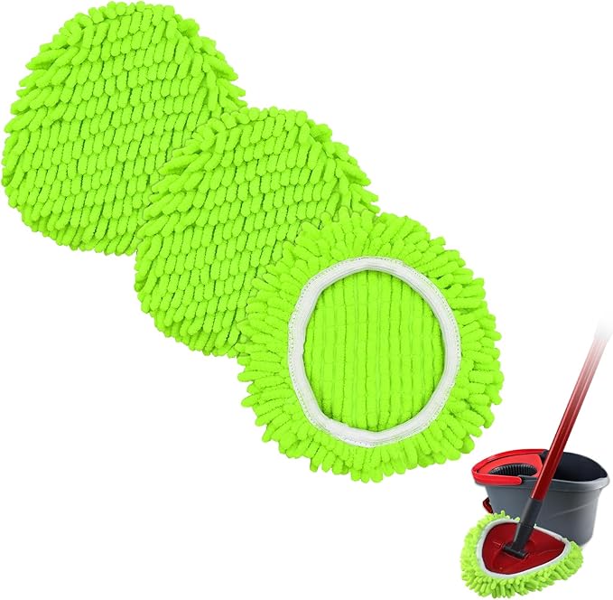Mop Replace Head for O Cedar, Spin Mop Heads Replacements for Ocedar Easywring 1 Tank Spin Mop, Chenille Duster for Ocedar Mop Include 3 Pack Microfiber Chenille Mop Pad for Ocedar Spin Mop