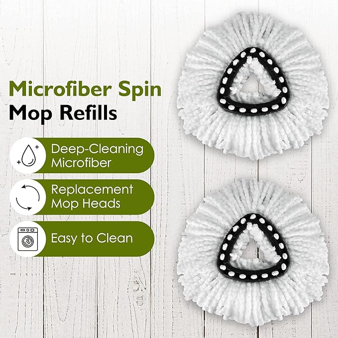 Qulable 4 Pack EasyWring Spin Mop Refill Replacement Heads - Microfiber, Compatible with Triangle Spin Mop, Multi-Surface Cleaning