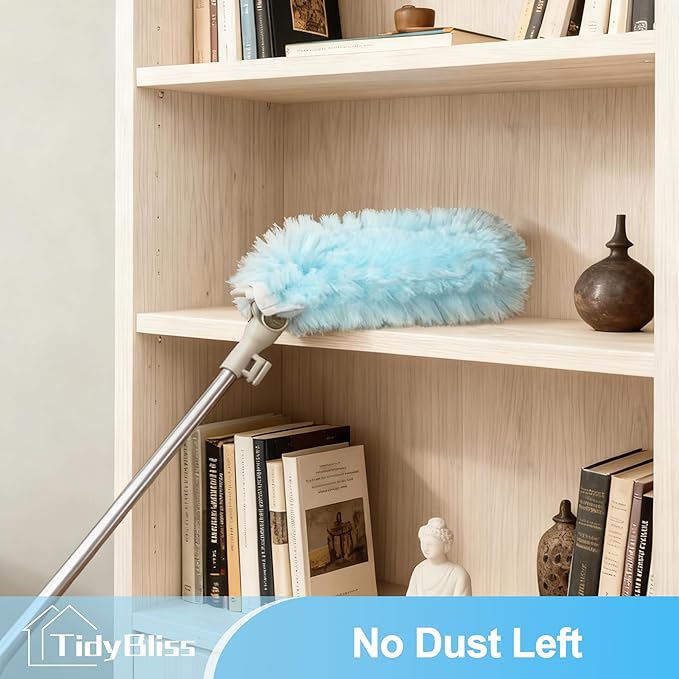 TidyBliss 6 ft Extendable Dusters for Cleaning Compatible with Swiffer, Super Long Handle Dusting Wand Kit with 10 Refills, 360 Degree Heavy Duty Microfibers Dust Removing Tool for Ceiling Fan Wall