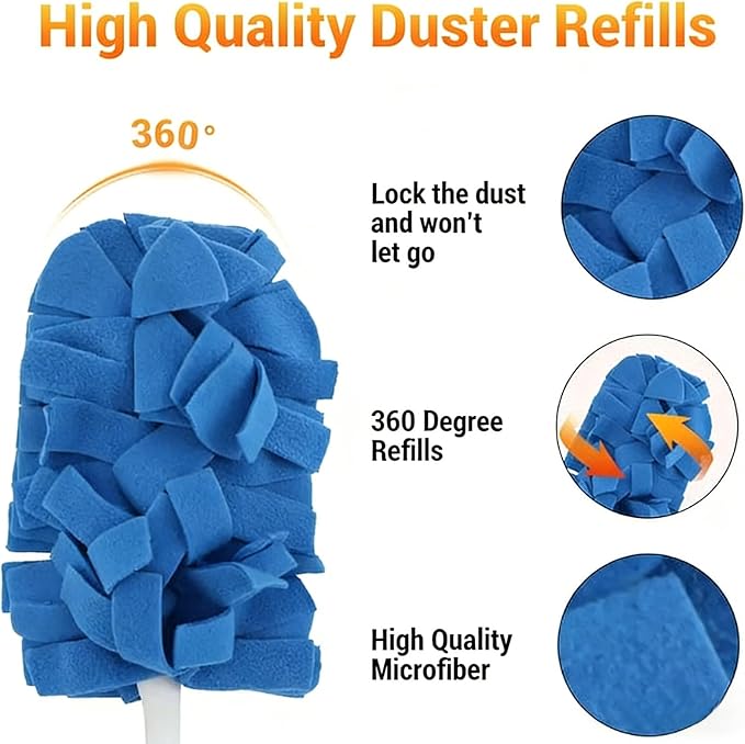 360° Electrostatic Duster Refills — The Sustainable Choice for a Dust-Free Home, Duster Refills Reusable with Duster Handles, Washable Duster Refills for Cleaning, Office, Ceiling Fan (3)