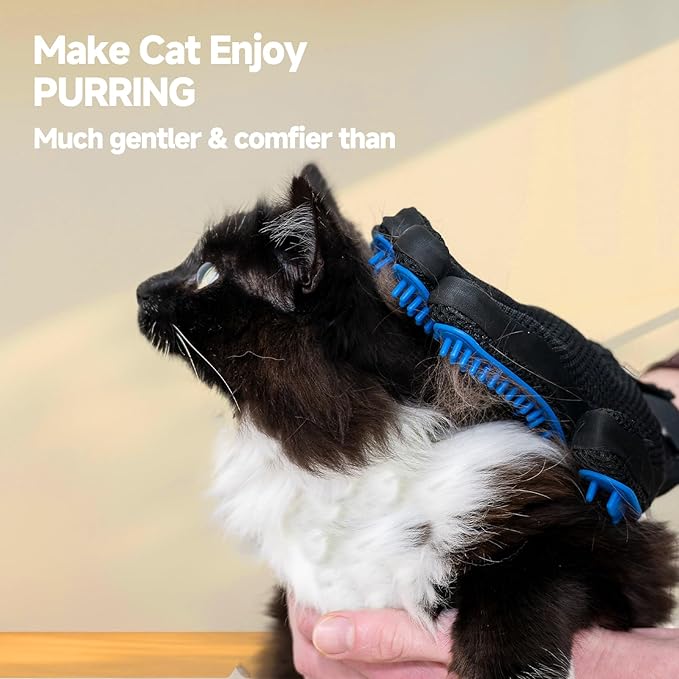 NVNAN 2-in-1 Pet Grooming Glove & Fabric Hair Remover - Reusabie, Silicone Massage Bristles,Static Adhesion for Quiuck Shedding Control,Safe for Dogs & Cats