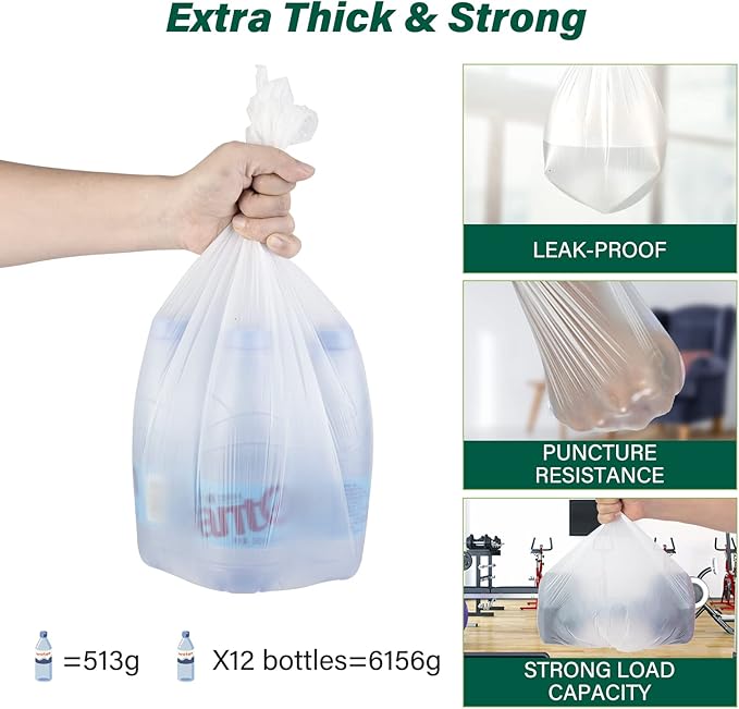 Inwaysin 4-6 Gallon Small Trash Bags Biodegradable 180 Counts, Ultra Thick & Strong 4 Gallon Trash Bag, Unscented Small Garbage Bags, Easy Tearing Waste Basket Liners for Bathroom, Bedroom, Office