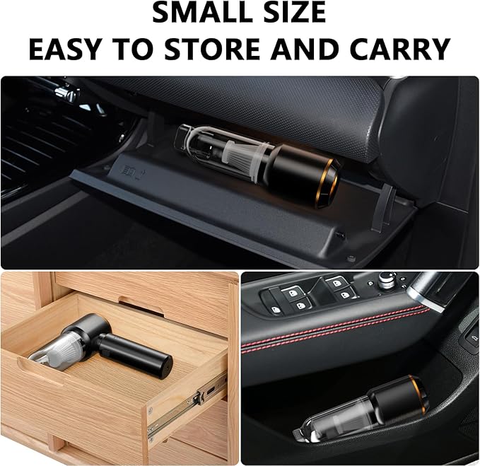 HRYCF Car Vacuum Cleaner,Handheld Vacuum,20000PA High Power 4-in-1 Portable Rechargeable Vacuum Cleaner with Brushless Motor, Small Vacuum for Car & Air Blower & Pump-Black