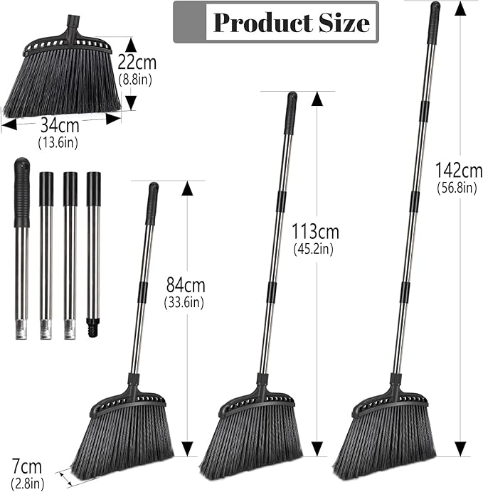 Outdoor Broom,Masthome Heavy Duty Broom,56" Brooms for Sweeping Outdoor,Angle Commercial Brooms with Hard Bristles, for Kitchen Home Office Garage Courtyard Lobby Lawn Concrete