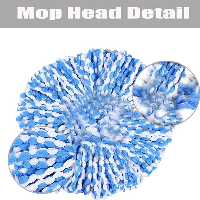 ANREKEYH Spin Mop Replace Head, Base, Handle Compatible with O Cedar EasyWring RinseClean Microfiber Spin Mop, 4 Microfiber Mop Refills, 1 Triangle Mop Base and 58in Mop Handle (Blue (2-Tank System))