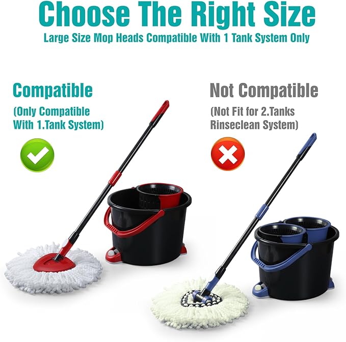 COMNICO 16 Pcs Spin Mop Replacement Heads, Microfiber Mop Replace Head White Large Deep Clean Refills Spin Mops for Easy House Cleaning Floor Mopping