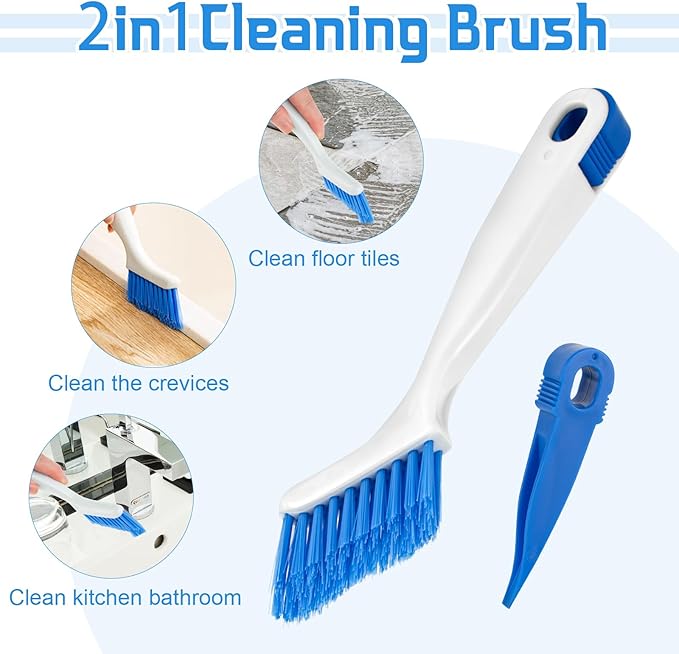SENEMO Small Crevice Cleaning Brush Set for Household Use, 4-Piece Multifunctional Small Scrub Brushes Hard Bristle Gap Cleaning Brushes with Handle for Kitchen Sinks Window Tracks Bathroom Corners(4)