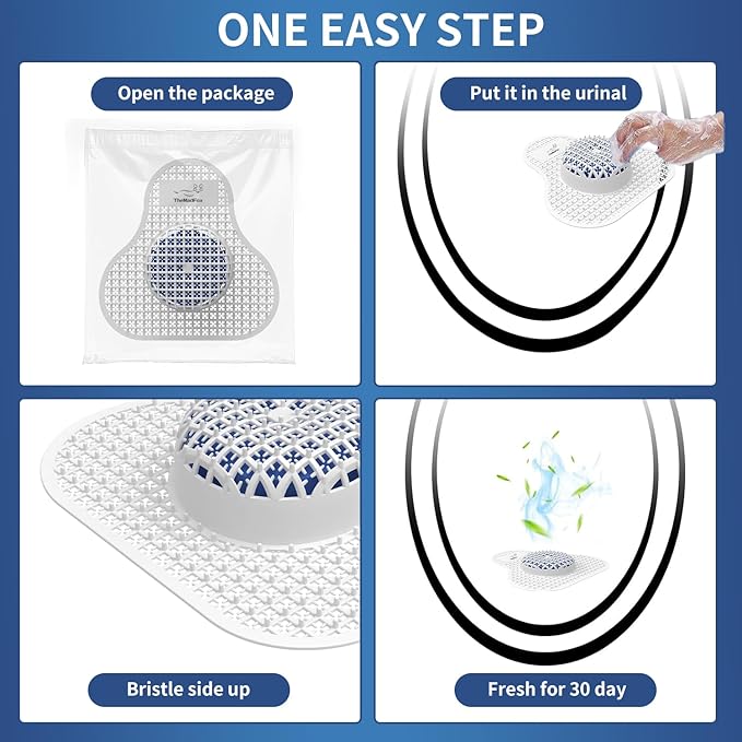 Urinal Screen Deodorizer (12 Pack),Urinal Cakes with Block Long-Lasting Ocean Scent,Anti-Splash Urinal Screens for Men Bathroom Airport Office Mall Hotel