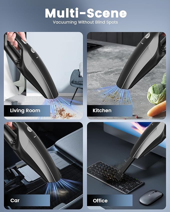 SERVOMASTER Handheld Vacuum Cordless, Car Vacuums Powerful with Rechargeable Battery, Portable Hand Held Vacuum Cordless with Washable HEPA Filter, Mini Vacuums Kit for Men and Women