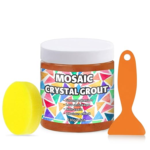 OOTDART Mosaic Crystal Grout, Mosaics Tile Tools, Mosaic Tile Accessories – Essential for Handmade Grouting and Perfect for DIY Craft Projects (Orange Red, 4.5oz)