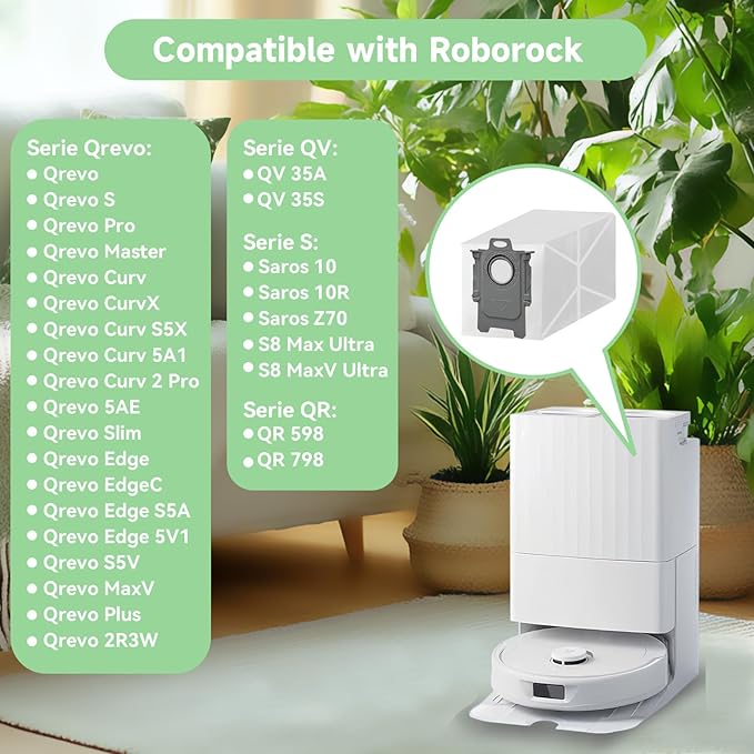 14 Pack Qrevo Vacuum Bags for Roborock Qrevo Series QV 35A, Qrevo S5V, Saros10r, Qrevo S, Qrevo Edge S5A, Qrevo 2R3W, S8 Max Ultra, S8 MaxV Ultra, Qrevo Curv S5X, Qrevo Master/Slim Robot Vacuum