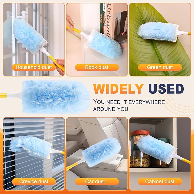 Duster Refills Compatible with Swiffer Duster Refill, Feather Dusters for Cleaning with 1 Handle, Multisurface 360° Dusters, Unscented Disposable Dusters for Cleaning Dusting(Blue, 30 Pcs)