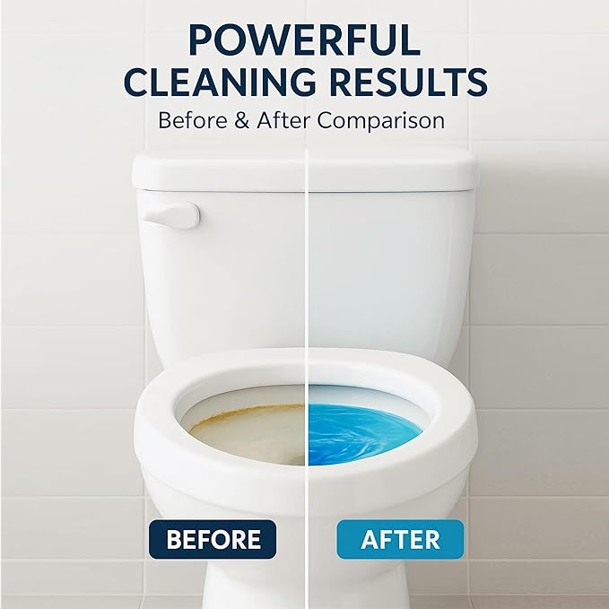 KELITE Automatic Toilet Bowl Cleaner Tablets, 10 Pack Long-Lasting Toilet Tank Cleaner for Bathroom, Blue Water Freshener, Prevents Stains & Odor, Safe for All Toilets (1, 10 Pack (White+Blue))