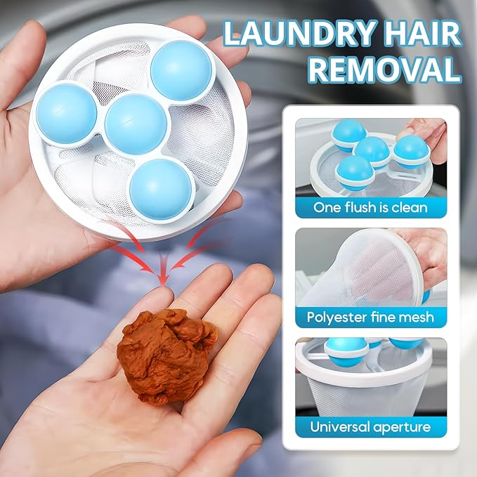 Pet Hair Remover for Laundry, 2026 Upgaded 3pcs Floating Hair Filtering Mesh Removal for Washing Machine, Reusable Dog & Cat Hair Remover Tool for Pet Fur, Hair, Lint, Dander from Laundry (Colorful)
